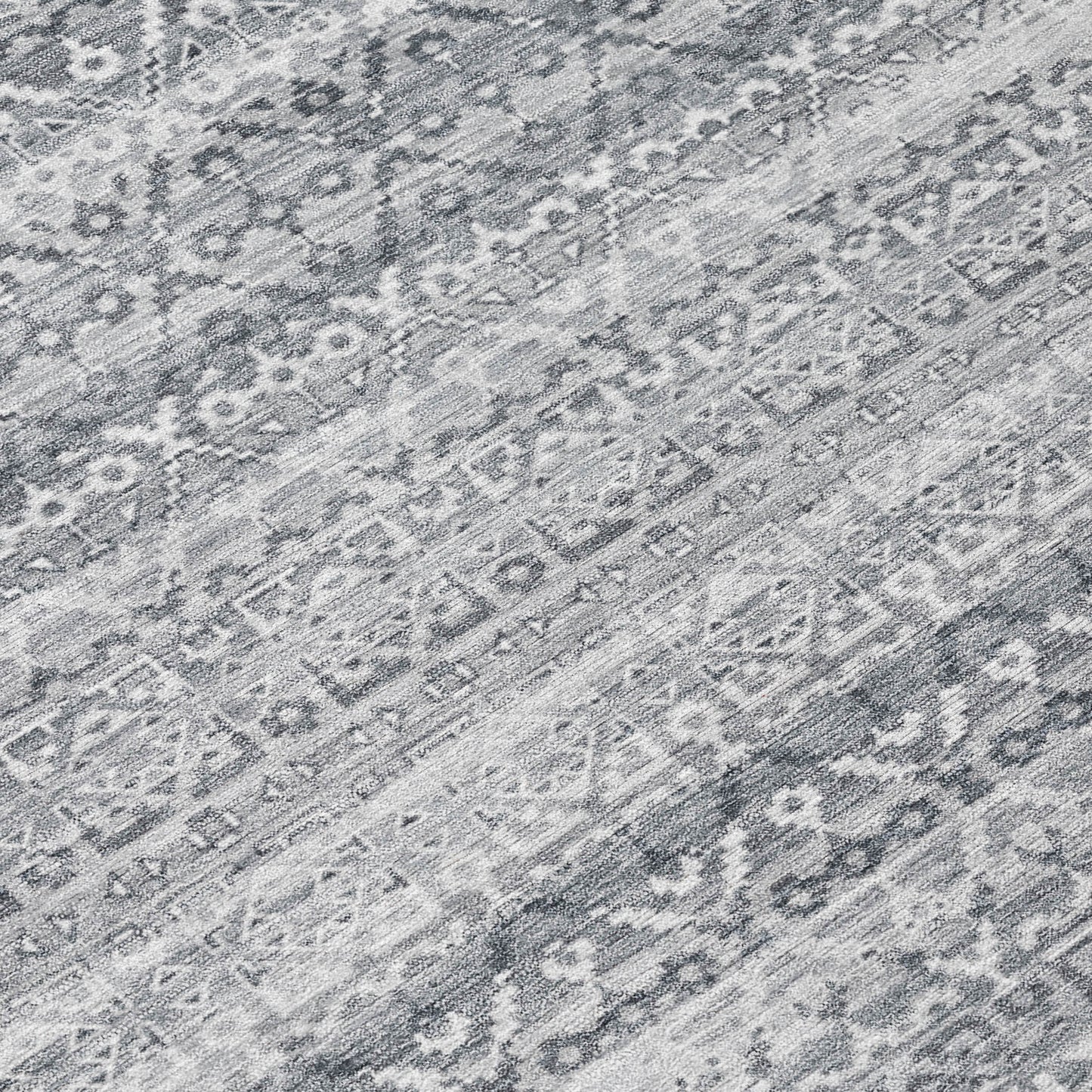 8' X 10' Gray And Silver Striped Washable Indoor Outdoor Area Rug