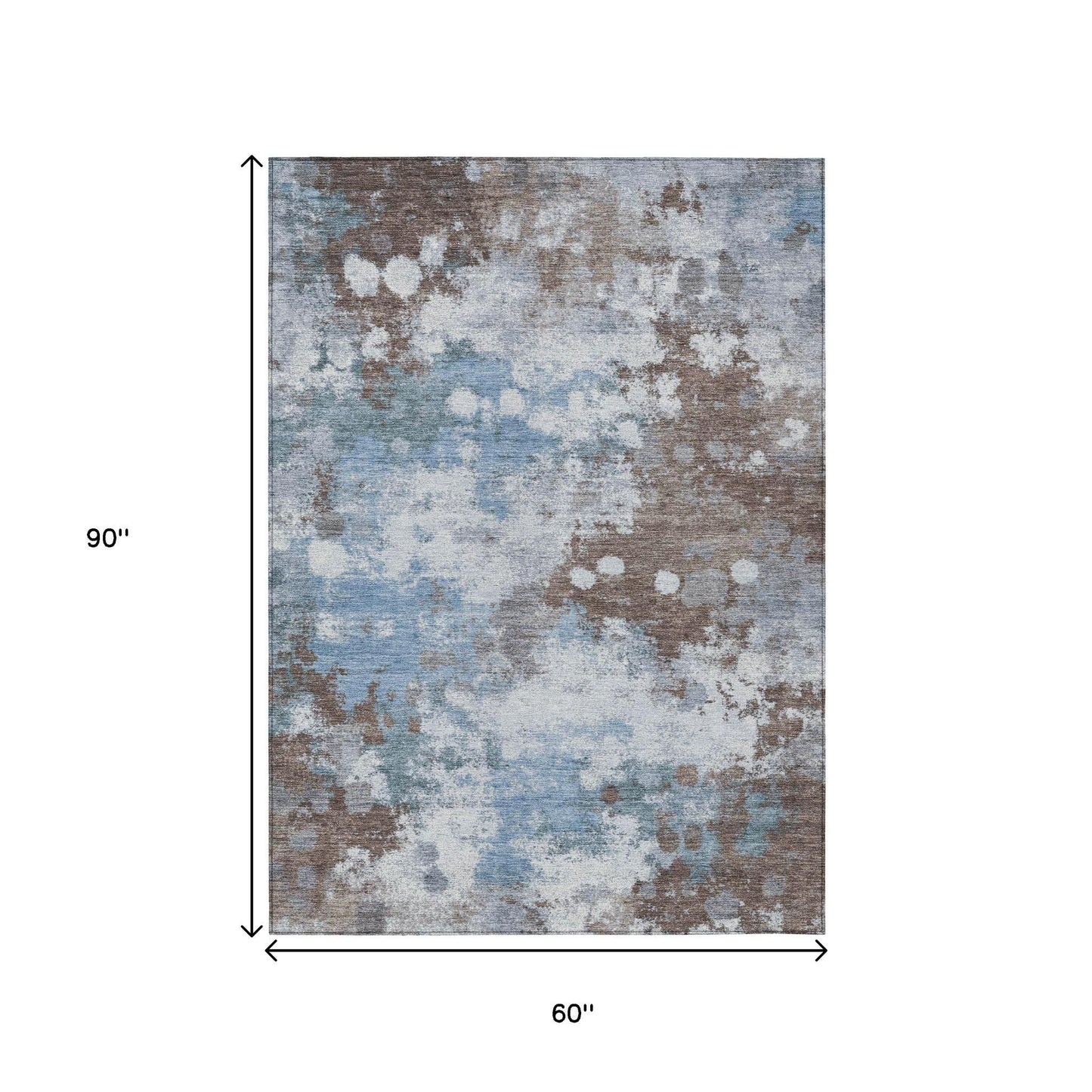 5' X 8' Brown And Sky Blue Abstract Washable Indoor Outdoor Area Rug