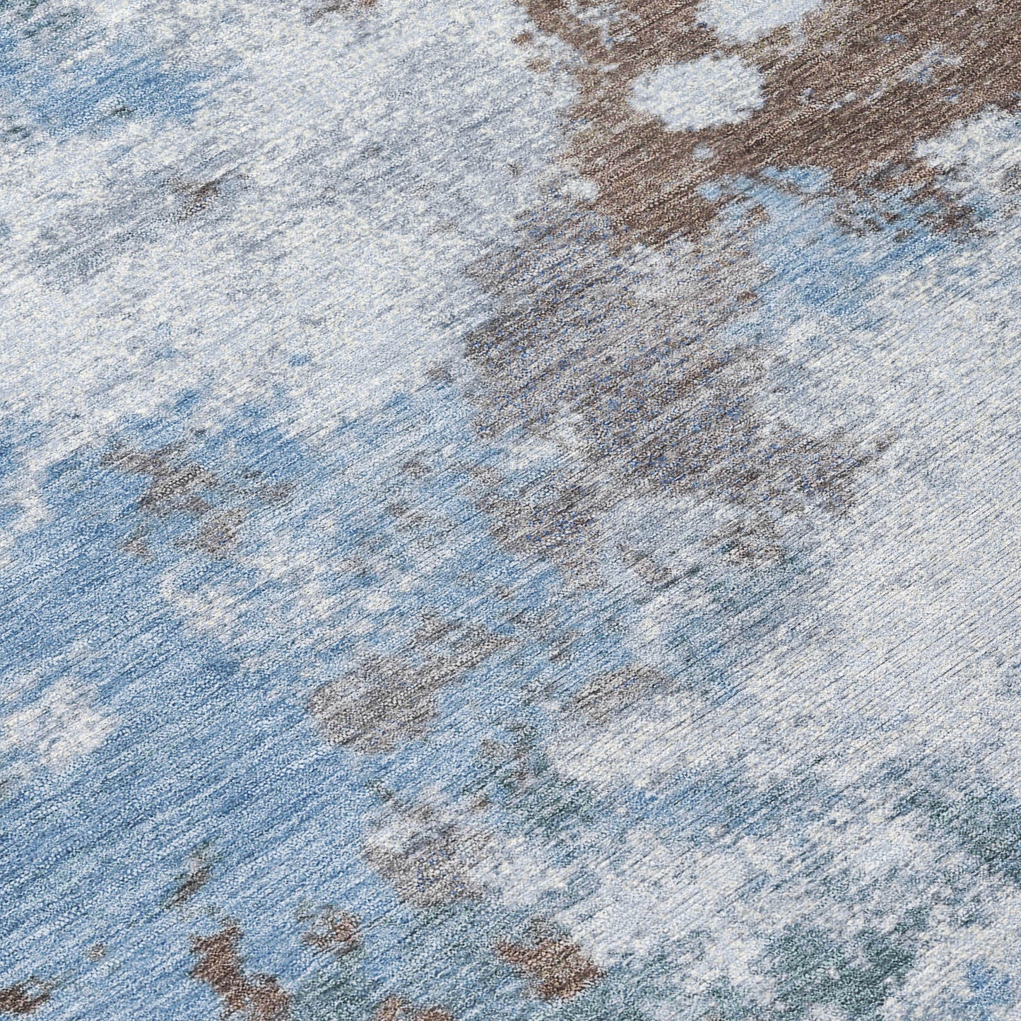 5' X 8' Brown And Sky Blue Abstract Washable Indoor Outdoor Area Rug