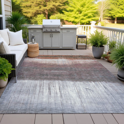 8' X 10' Rust And Ivory Abstract Washable Indoor Outdoor Area Rug