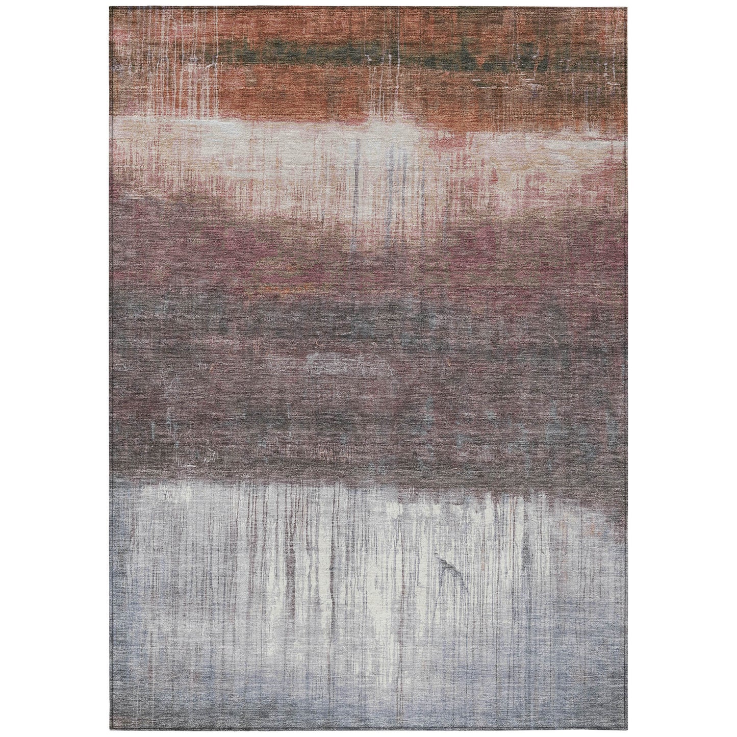 8' X 10' Rust And Ivory Abstract Washable Indoor Outdoor Area Rug