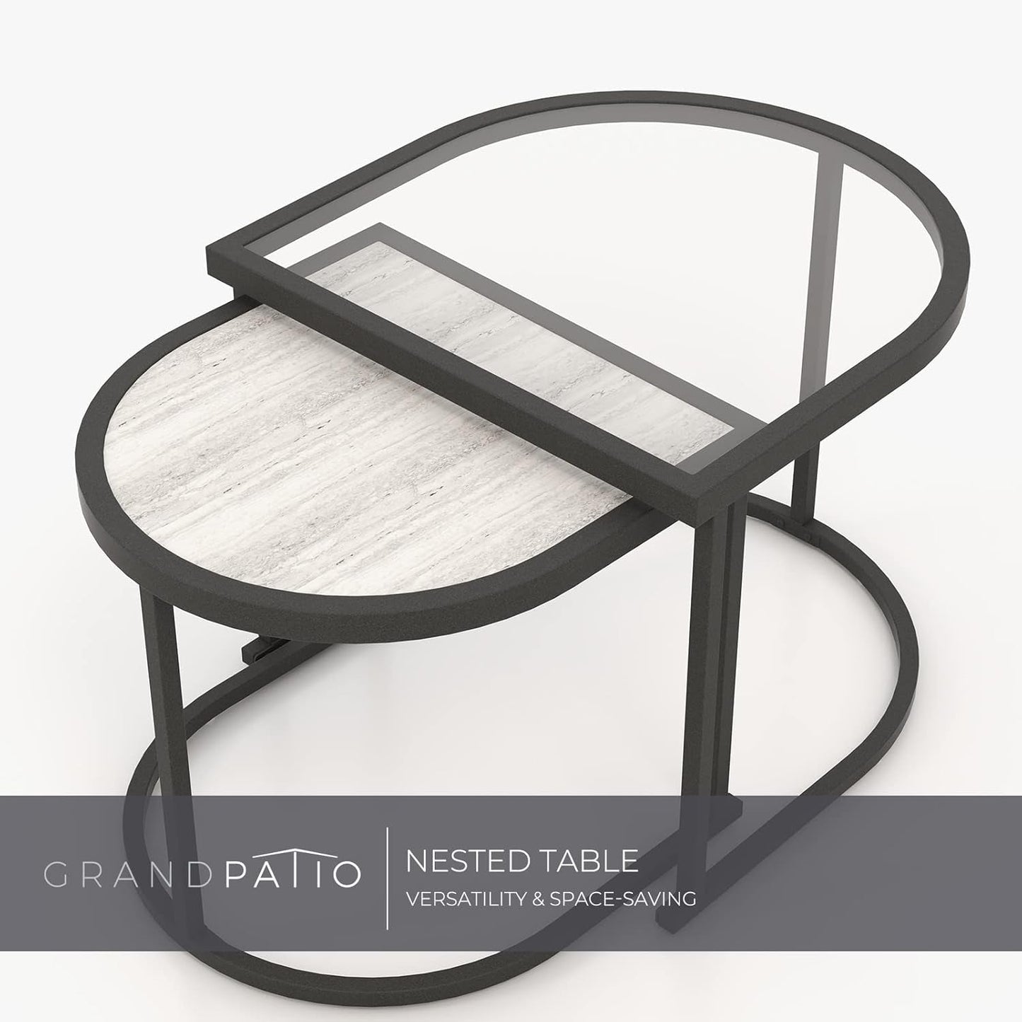 4-Piece Outdoor Conversation Set with 2 Single Chairs and 2 Patio Coffee Tables, Wicker Furniture Set