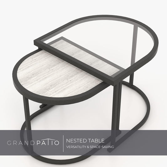 4-Piece Outdoor Conversation Set with 2 Single Chairs and 2 Patio Coffee Tables, Wicker Furniture Set