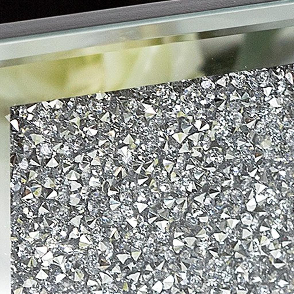 8" Silver Mirrored Glass Six Section Jewelry Organizer With Faux Crystals