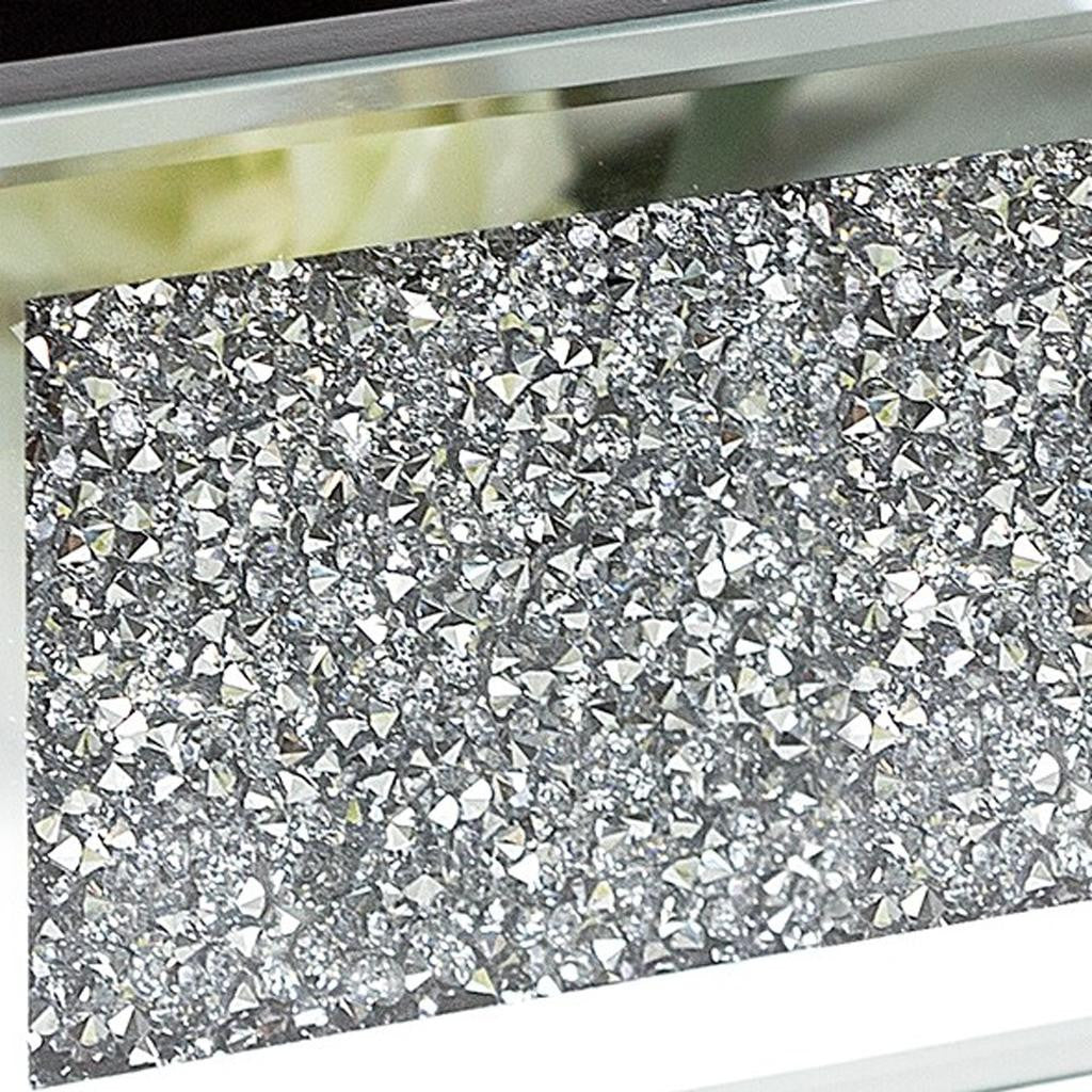 8" Silver Mirrored Glass Six Section Jewelry Organizer With Faux Crystals