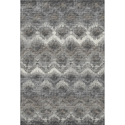 5' X 8' Graphite Ivory And Beige Abstract Washable Area Rug With UV Protection