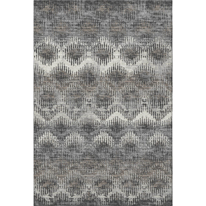 5' X 8' Graphite Ivory And Beige Abstract Washable Area Rug With UV Protection