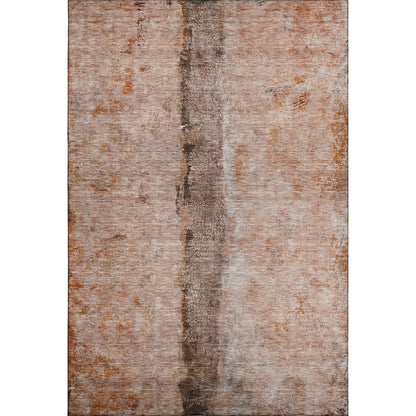 8' X 10' Chili Red Brown And Ivory Abstract Washable Area Rug With UV Protection