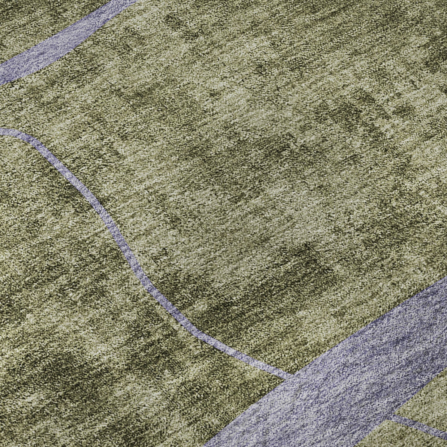 8' Olive Green Gray And Silver Abstract Geometric Washable Round Rug With UV Protection