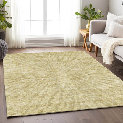 5' X 8' Wheat And Beige Zebra Print Washable Area Rug With UV Protection