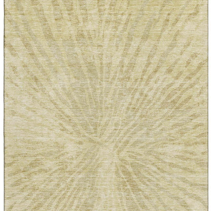 5' X 8' Wheat And Beige Zebra Print Washable Area Rug With UV Protection
