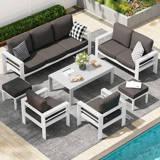 Modern Aluminum Patio Furniture Set with Cushions and Table-0