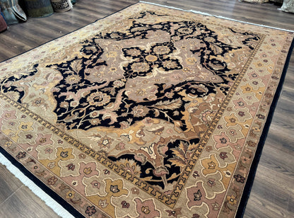 Handmade Wool Rug 8x10, Black & Dark Beige, Nourison, Traditional Rug-1