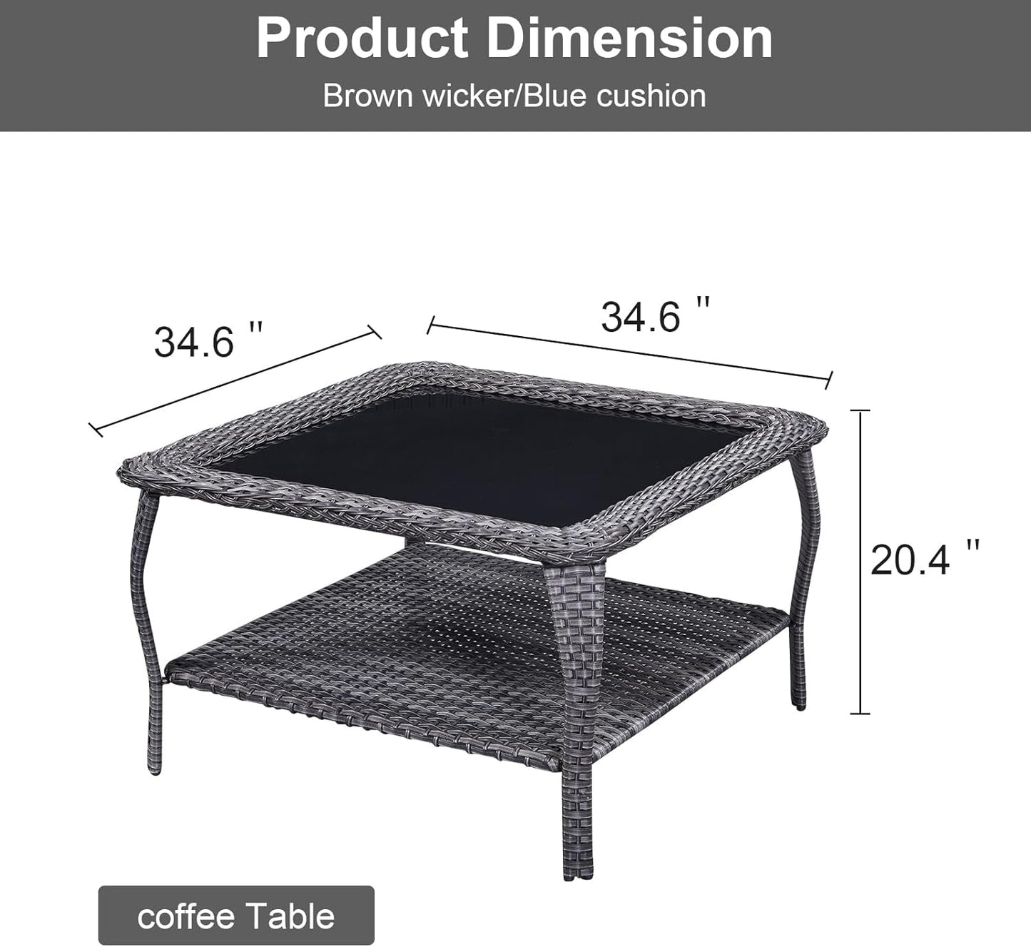 Eight Piece Outdoor Patio Furniture Set with Cushions