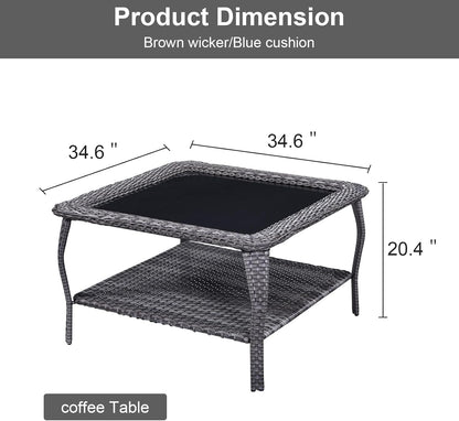 Eight Piece Outdoor Patio Furniture Set with Cushions