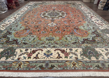 Palace Size Persian Tabriz Rug 12x17, Medallion Carpet, Fine 250 KPSI, Stunning-0