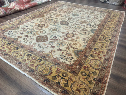 Egyptian Rug 9x12, Mahal Sultanabad Carpet, Handmade Wool Rug, Oatmeal Color-1