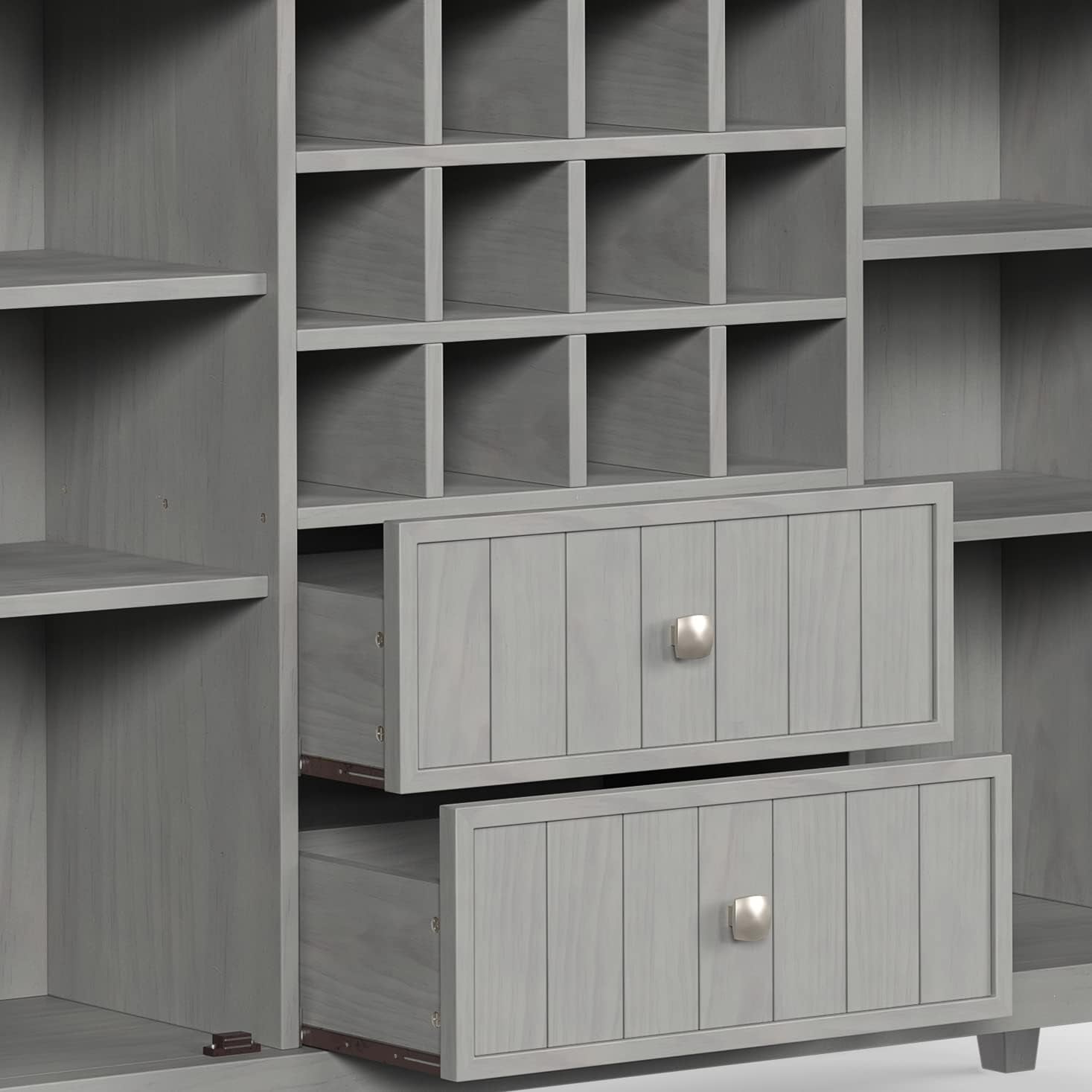 Fog Grey Solid Wood Transitional Sideboard Buffet and Wine Rack-1