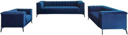 Chalet 3-Piece Tuxedo Arm Blue Living Room Set (509211-S3)-0
