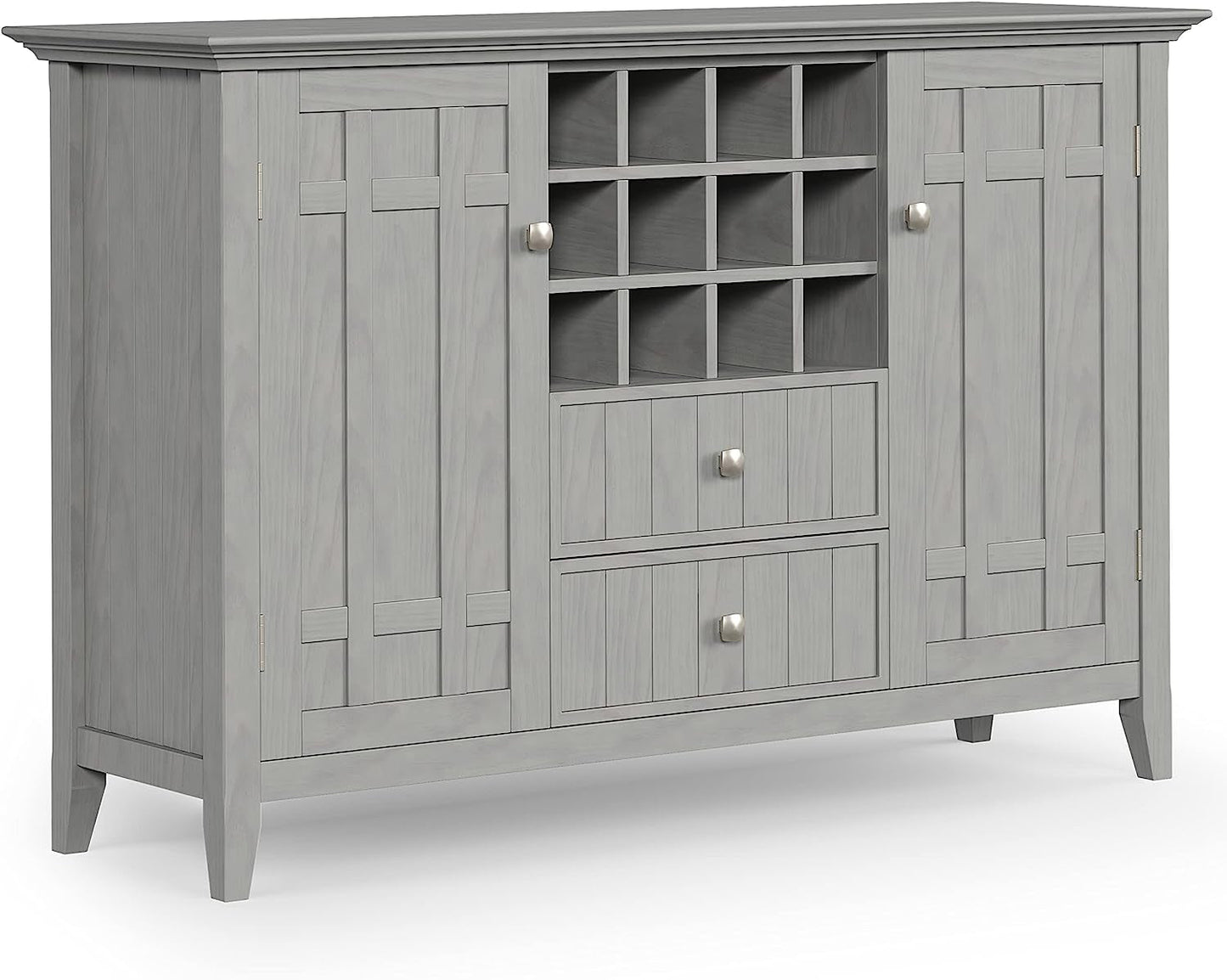 Fog Grey Solid Wood Transitional Sideboard Buffet and Wine Rack-0