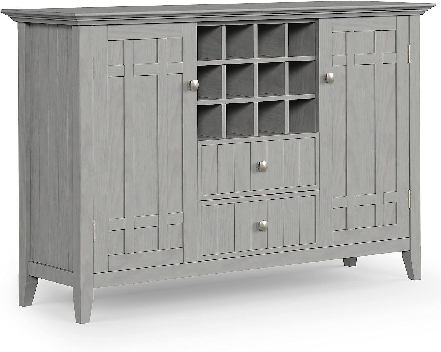 Fog Grey Solid Wood Transitional Sideboard Buffet and Wine Rack-0