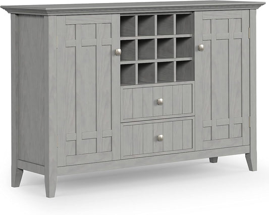 Fog Grey Solid Wood Transitional Sideboard Buffet and Wine Rack-0