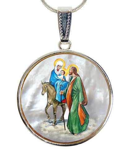 Flight to Egypt Silver Plated Mother of Pearl Jewelry Necklace - 43016