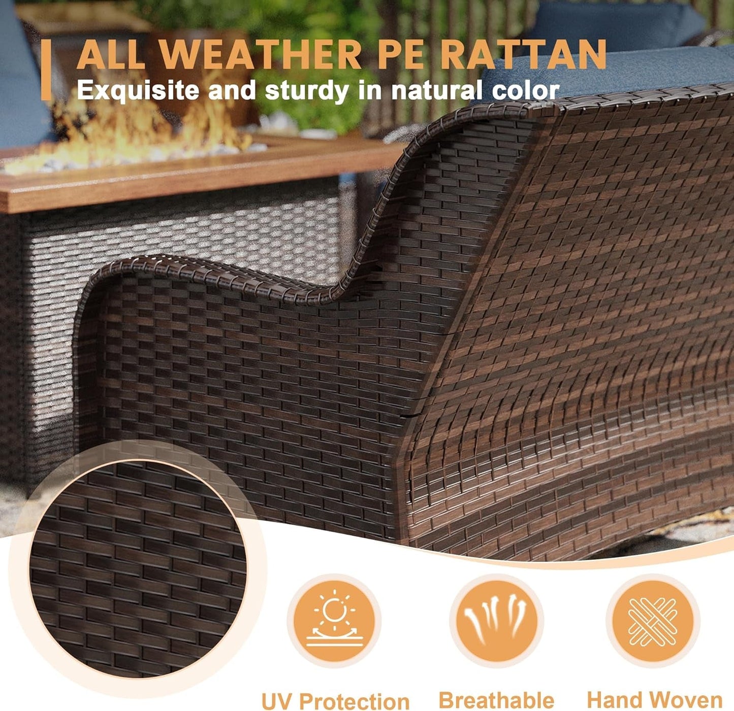 Nine Piece Outdoor Patio Furniture Wicker Conversation Set