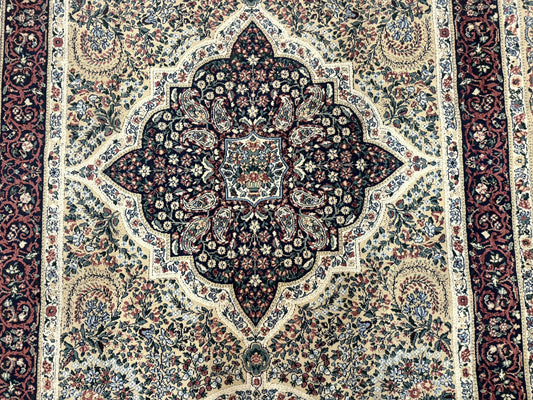 Persian Rug 8x11, Belgium Power Loomed Rug, Kirman Lavar Floral Design, Vintage Rug