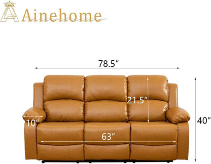 Living Room Furniture Set Leather Recliner Sofa Set Loveseat Chair Furniture Sofa Set for Living Room/Small Space/Rv/House/Office/Theater Seating (A-Ginger Leather, Sofa(3Seater))