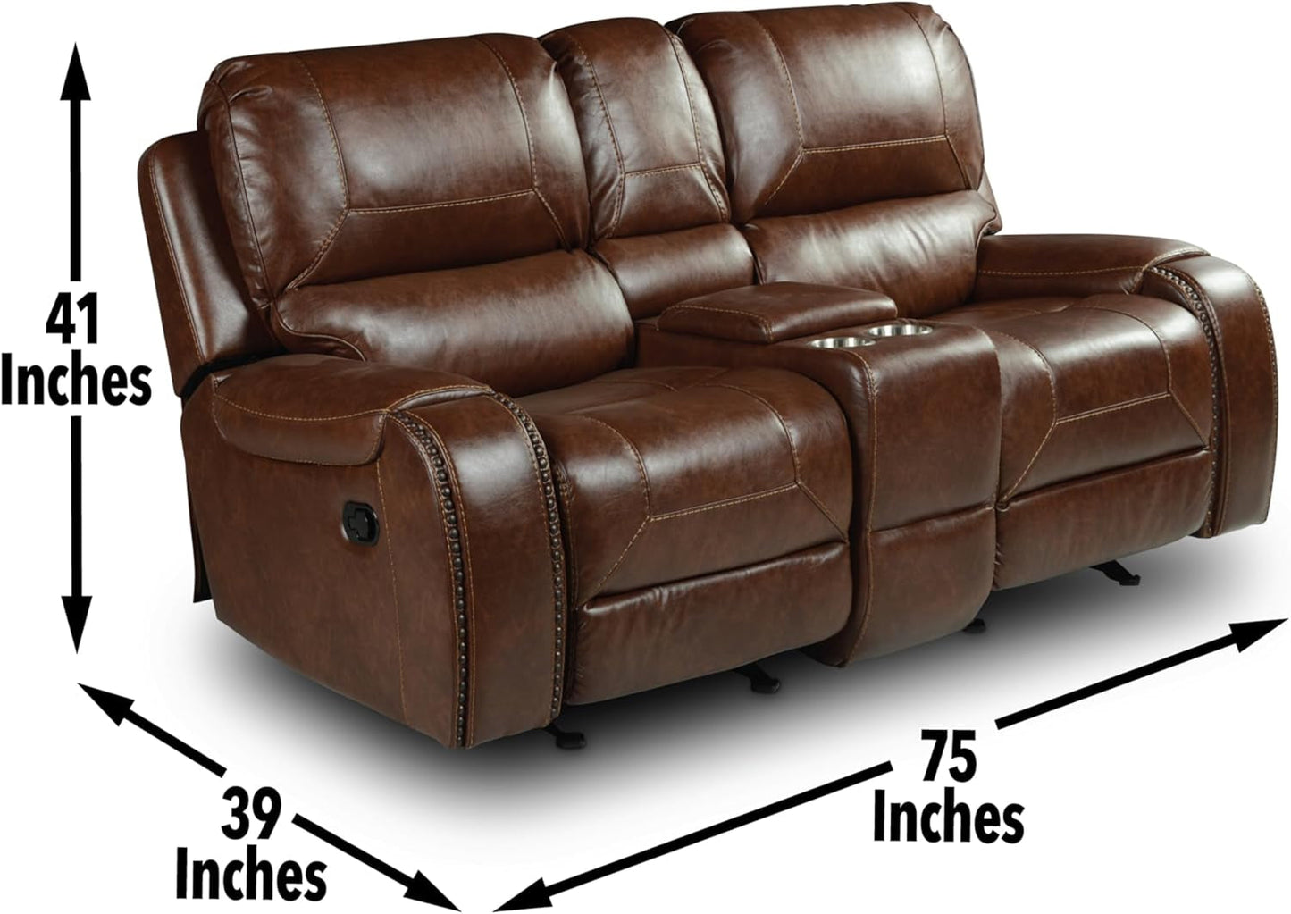 Brown Glider Recliner Loveseat with USB-2