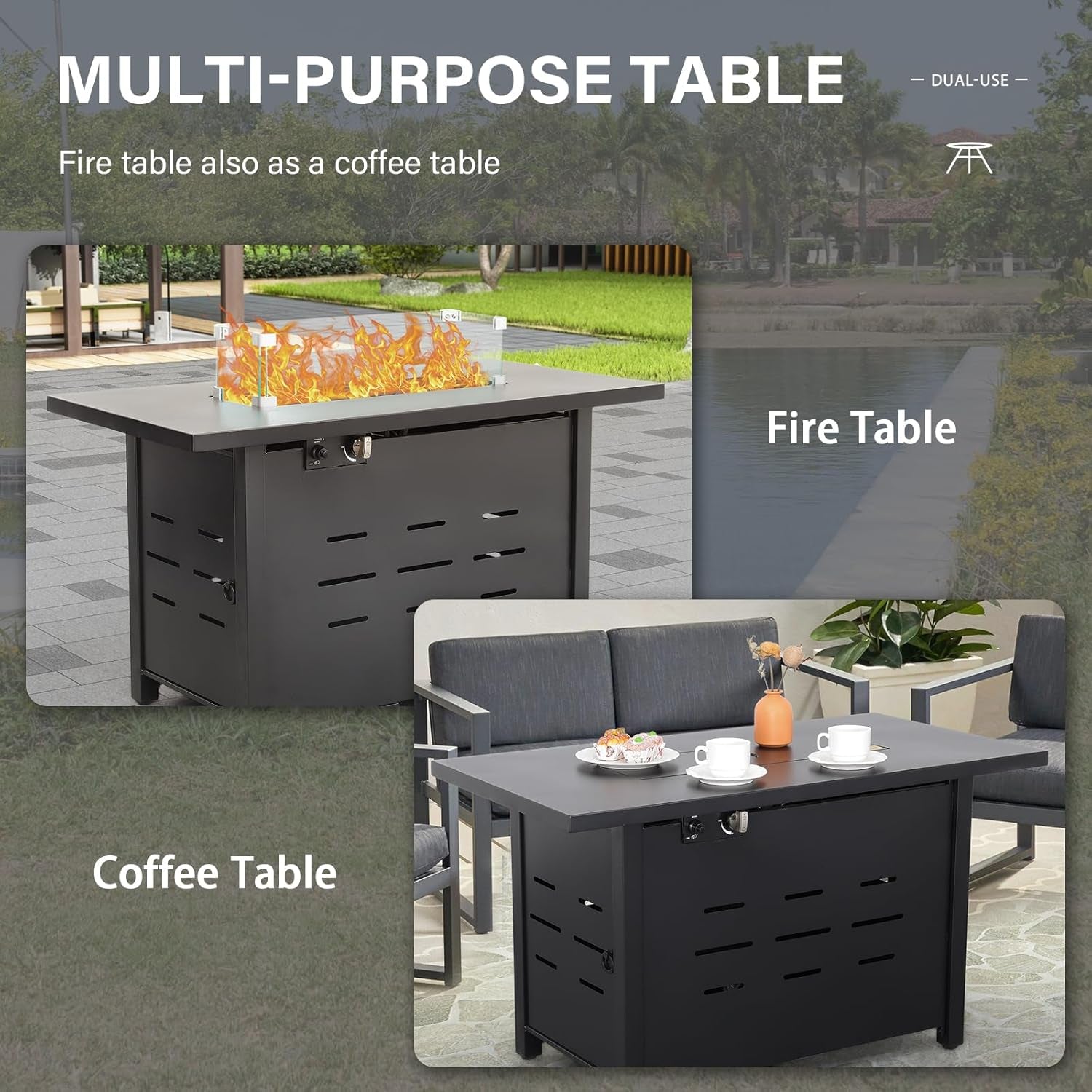 Stylish Four Piece Patio Furniture Set with Fire Pit-4