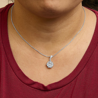 14K White Gold 1 1/5 Cttw Diamond Composite Cluster Pendant Necklace (F-G Color, VS2-SI1 Clarity) - 18" Inches-3