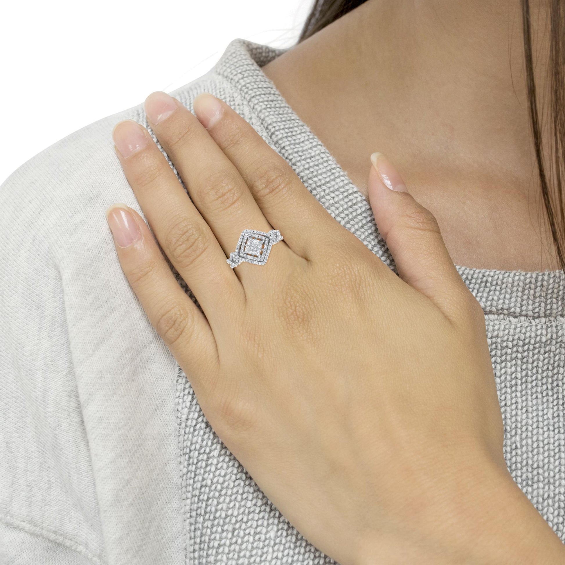 14KT White Gold Diamond Composite Ring (1 cttw, H-I Color, I1-I2 Clarity)-4