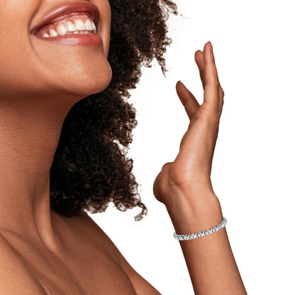 10k White Gold 2.00 Cttw Round-Cut Diamond "XOXO" Link 7" Bracelet (I-J Color, I2-I3 Clarity)-4