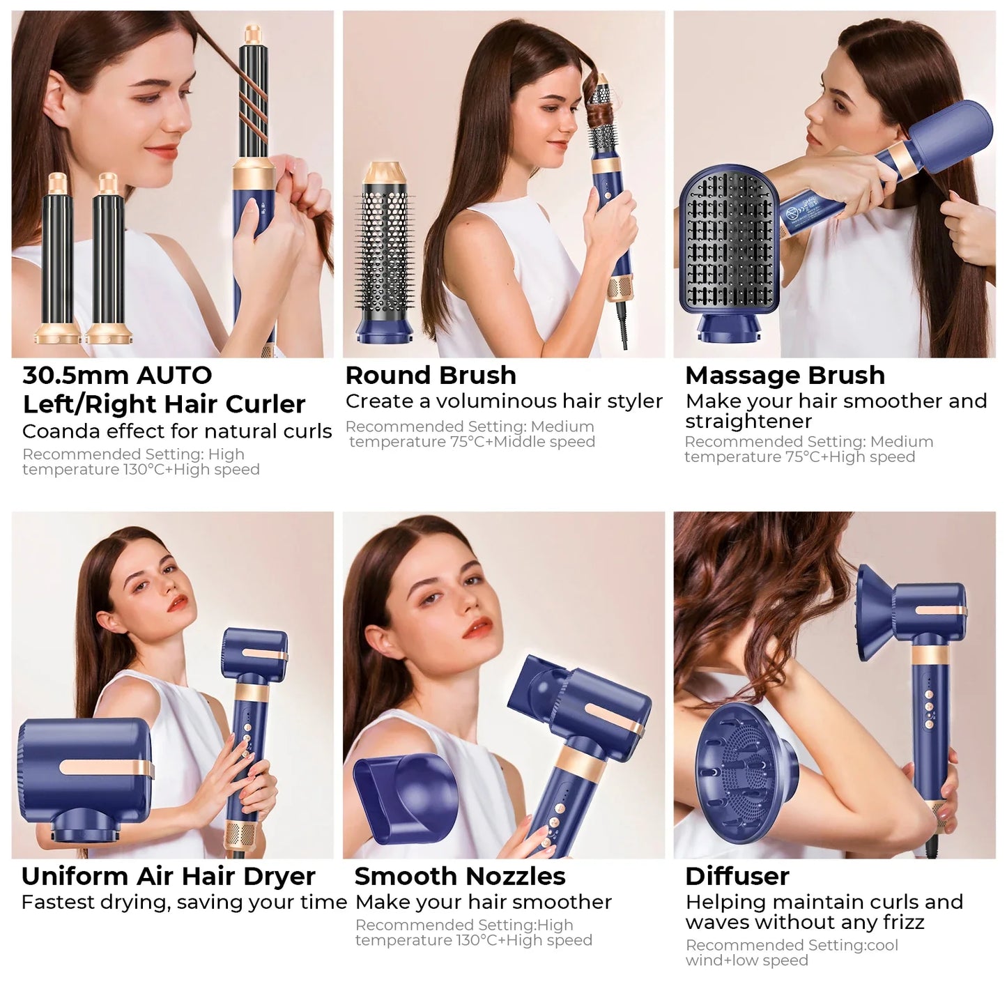 7 In 1 Hair Dryer Brush Brushless High Speed Hair Dryer-1