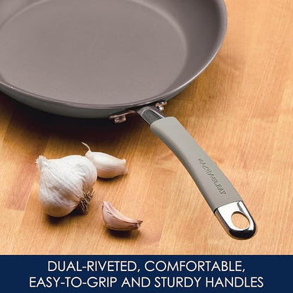 Rachael Ray - 16802 Rachael Ray Cucina Nonstick Cookware Pots and Pans Set, 12 Piece, Sea Salt Gray