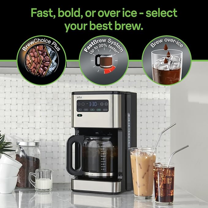 Braun Pure Flavor 14 Cup Drip Coffee Maker, 14 cup, Black, KF5650BK