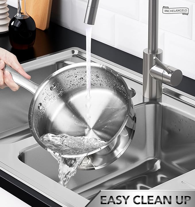 MICHELANGELO Stainless Steel Saucepan Set with Stainless Lids, Tri-Ply Bottom Sauce Pan with Lid, Sauce Pot Set 1QT & 2QT &3QT, Nonstick Saucepan, Dishwasher Safe