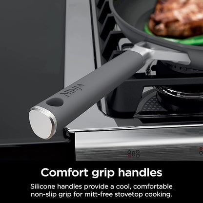 Ninja Pots and Pans Set Non Stick | Comfort Grip 10-Piece Cookware Set with NeverStick | Frying Pan, Sauce Pan With Lid, Stock Pot with Lid, Nonstick, Dishwasher Safe, Oven Safe to 400°F, CW69010