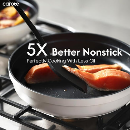 CAROTE 22pcs Pots and Pans Set Non Stick, Detachable Handle Cookware Set White, RV Cooking Set, Dishwasher/Oven/Fridge Safe, Pot and Pan Set, Induction Cookware