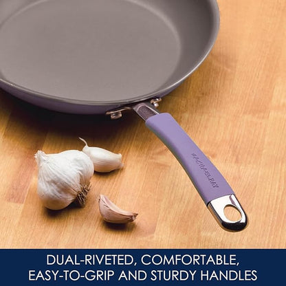 Rachael Ray Cucina Nonstick Cookware Pots and Pans Set, 12 Piece, Lavender Purple