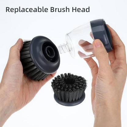 Dish Brush with Soap Dispenser, Kitchen Scrub Brush for Dishes Pots Pans Sink Cleaning, Dish Scrubber with Holder Set (2-Pack Combo Set)