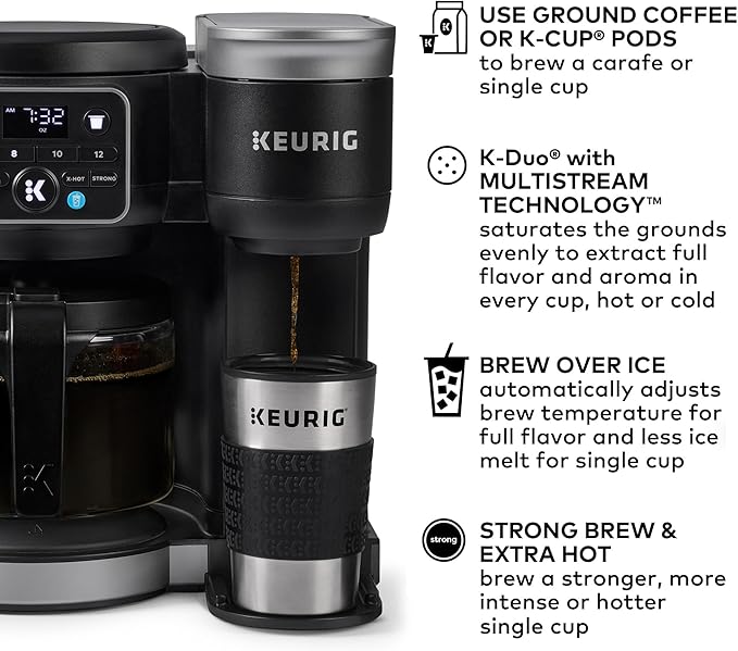 Keurig K-Duo Hot & Iced Single Serve & Carafe Coffee Maker, MultiStream Technology, 72oz Reservoir (Gen 2)