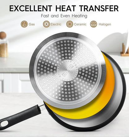 MICHELANGELO Nonstick Sauce Pan With Lid, 1QT, 2QT & 3QT Ceramic Saucepan, Copper Saucepans, PFAS-FREE Pot Set, Small Pots For Cooking, Multipurpose Cooking Pots Set For Home Kitchen, Dishwasher Safe