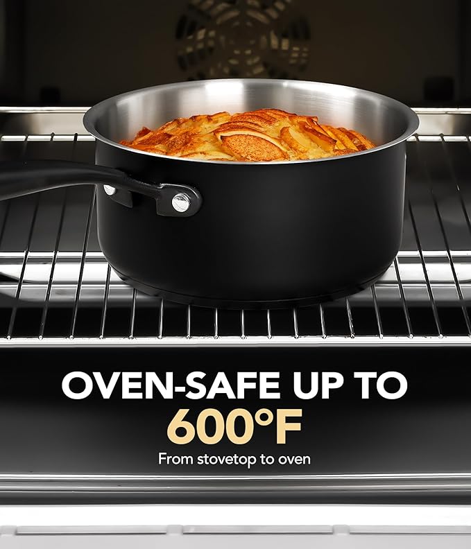 MICHELANGELO Stainless Steel Saucepan Set, Triply-Base Sauce Pan with Lids, Stainless Steel Sauce Pot for All Stoves, Induction Compatible, Oven Safe - 1QT & 2QT & 3QT