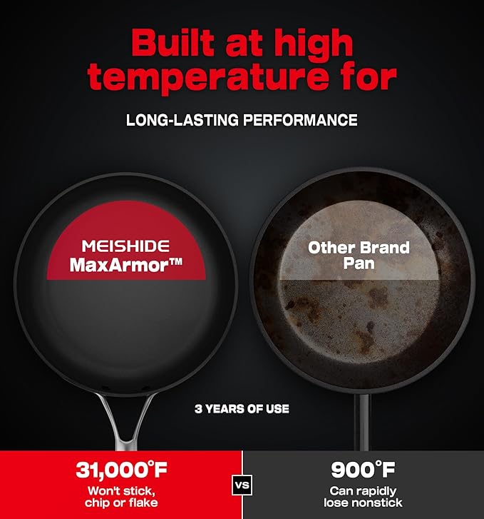 Pots and Pans Set Nonstick 8Pcs Cookware Sets, PFAS/PFOS/PFOA/BPA Free Induction Cookware Non-Stick Cooking Set with Frying Pans & Saucepans, Black