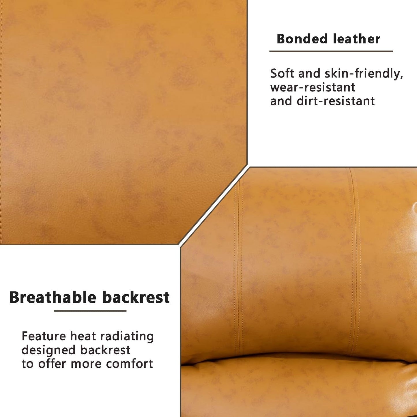 Living Room Furniture Set Leather Recliner Sofa Set Loveseat Chair Furniture Sofa Set for Living Room/Small Space/Rv/House/Office/Theater Seating (A-Ginger Leather, Sofa(3Seater))