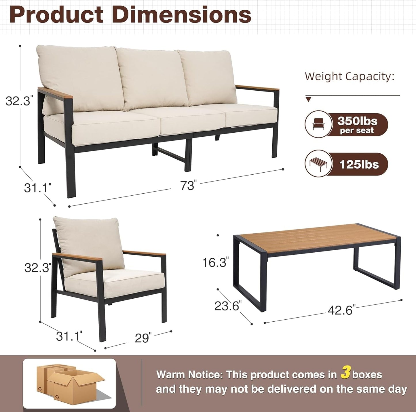 Stylish Four Piece Outdoor Patio Furniture Conversation Set