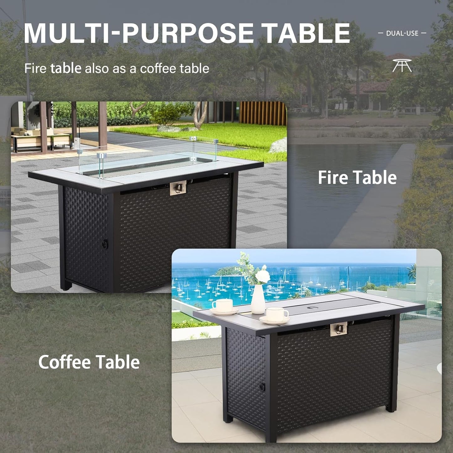 Six-Piece Outdoor Furniture Set with Fire Pit Table